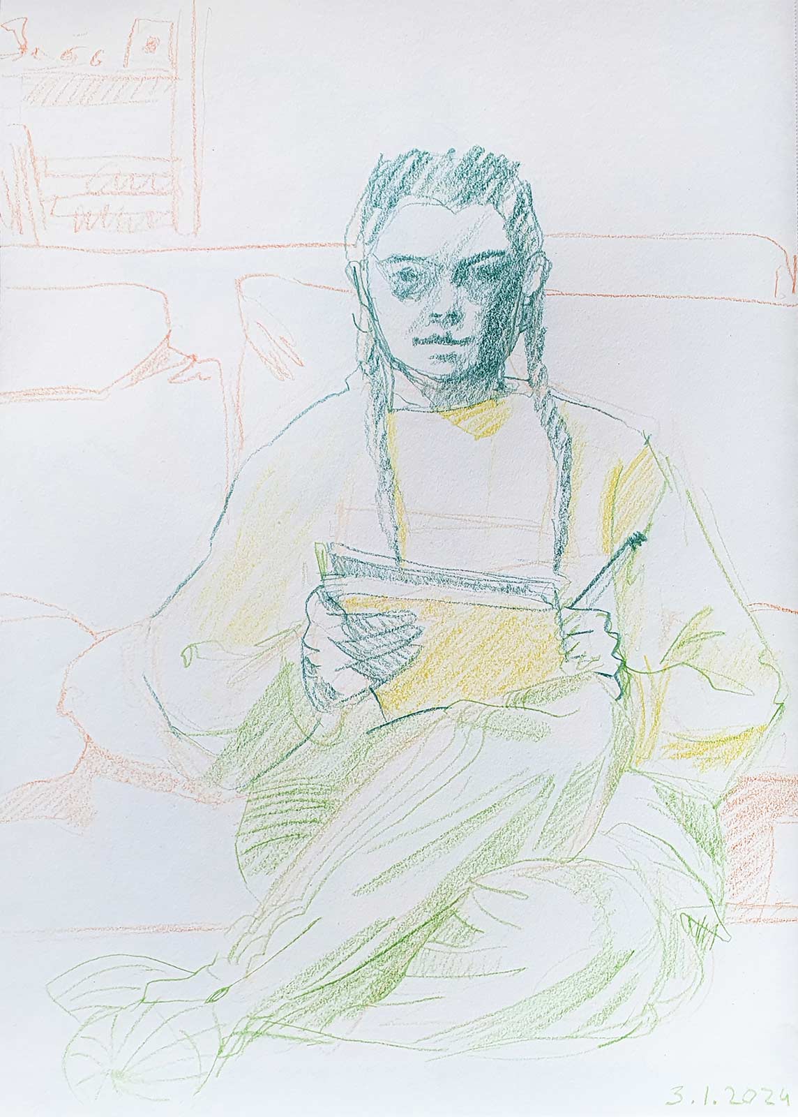 Sketch 2024 by Vera den Arend - colored pencil - A4