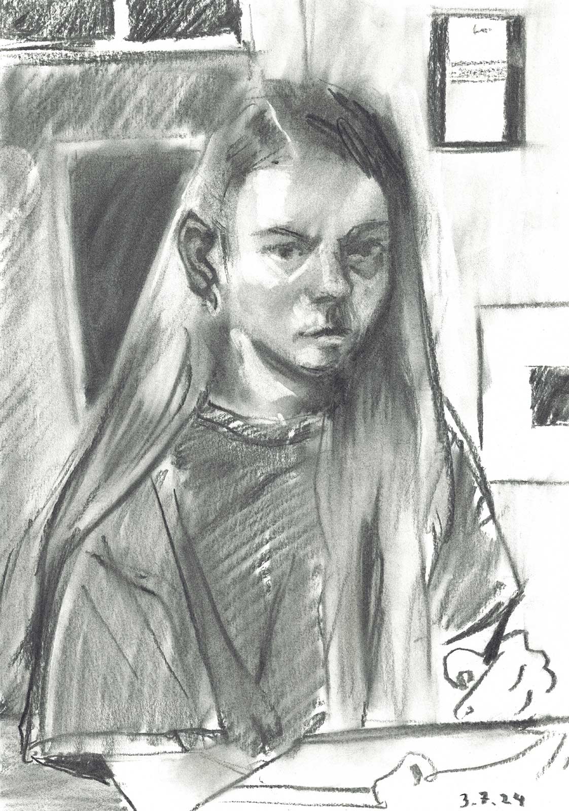 Sketch 2024 by Vera den Arend - charcoal - A4