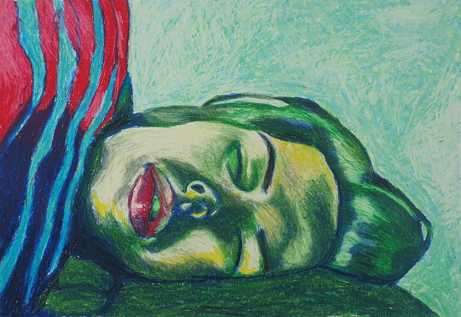 sleepers - Satu - oil pastel on paper - 59x42cm - 2015