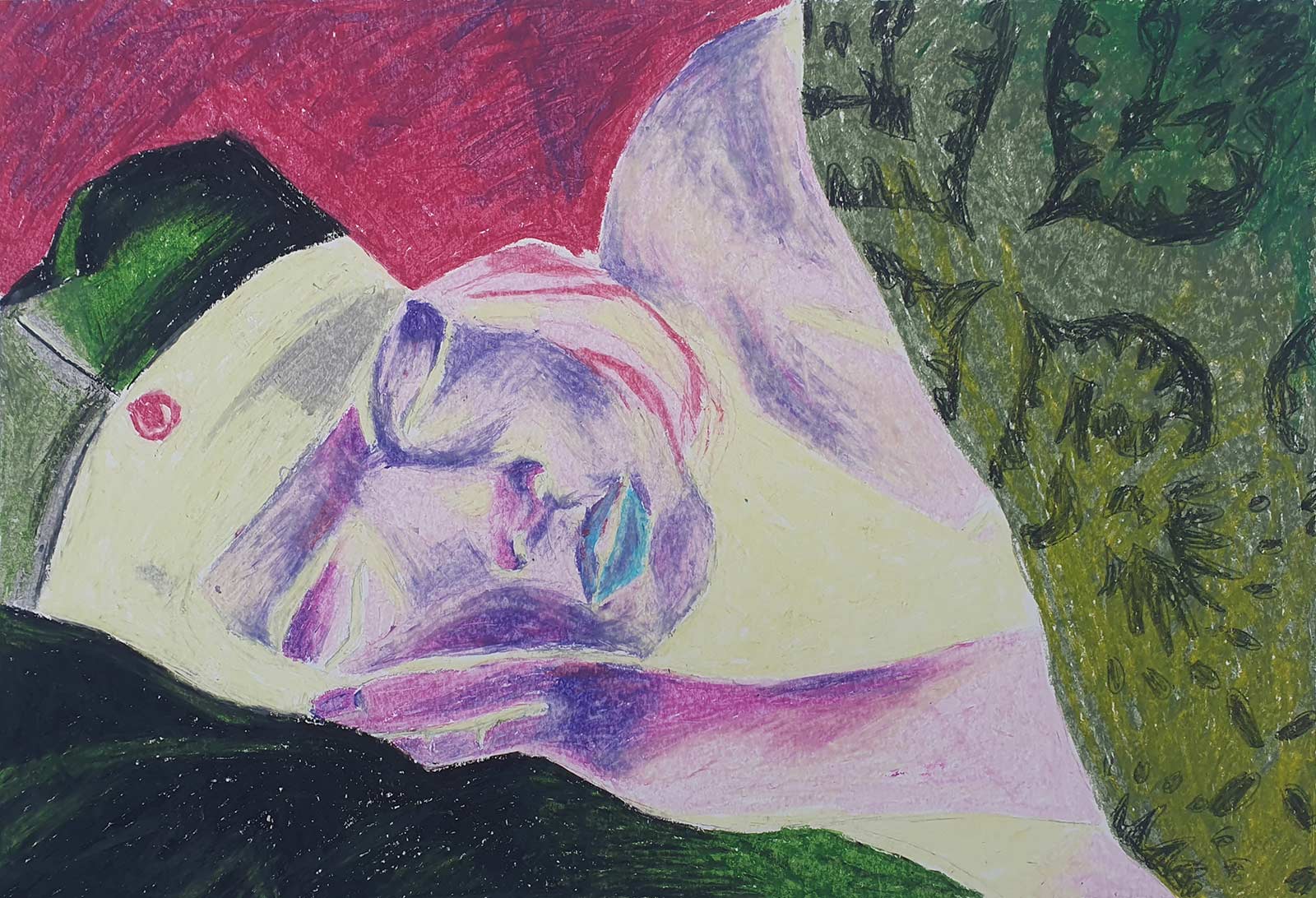 sleepers - secondary school graduate - oil pastel on paper - 59x42cm - 2015
